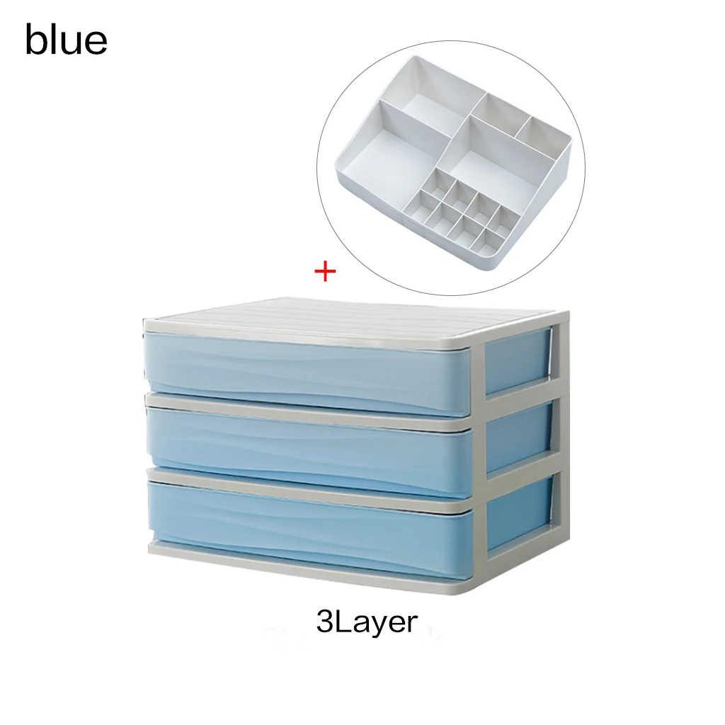3Layer-blue Пластиковая коробка большой емкости, ящик для хранения косметики, органайзер, коробка для дома, телефона, для мелочей, стойка для ухода, дропшиппинг - Цвет: 3Layer-blue