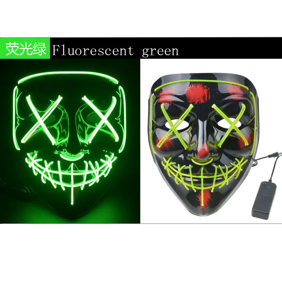 Украшение для Хэллоуина светящаяся светодиодная маска с V-образным вырезом