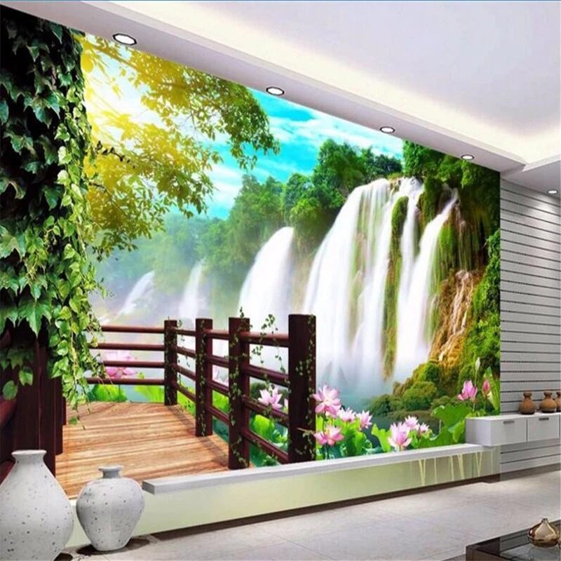 

Beibehang Grande custom wallpapers HD paisagem cachoeiras paisagem sala TV pano de fundo papel de parede 3d paisagem wallpaper
