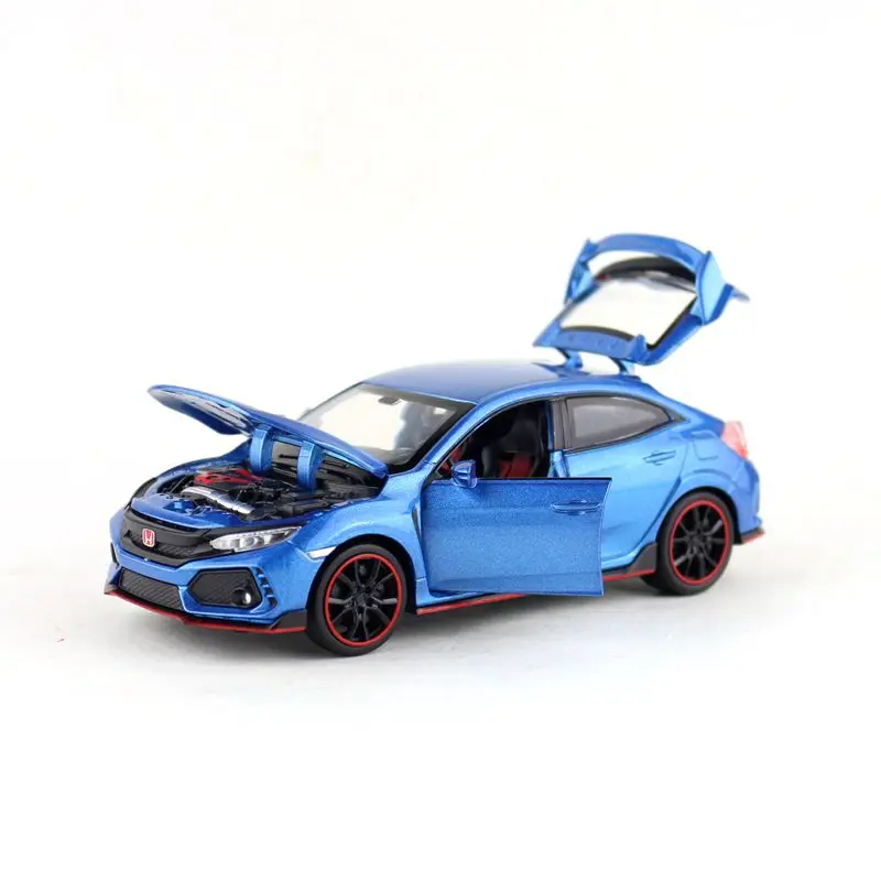 1:32 Масштаб/Литье под давлением металлическая игрушка/Honda Civic Тип R гоночный автомобиль/звук и свет/оттяните назад набор для обучения/фестиваль подарок для ребенка