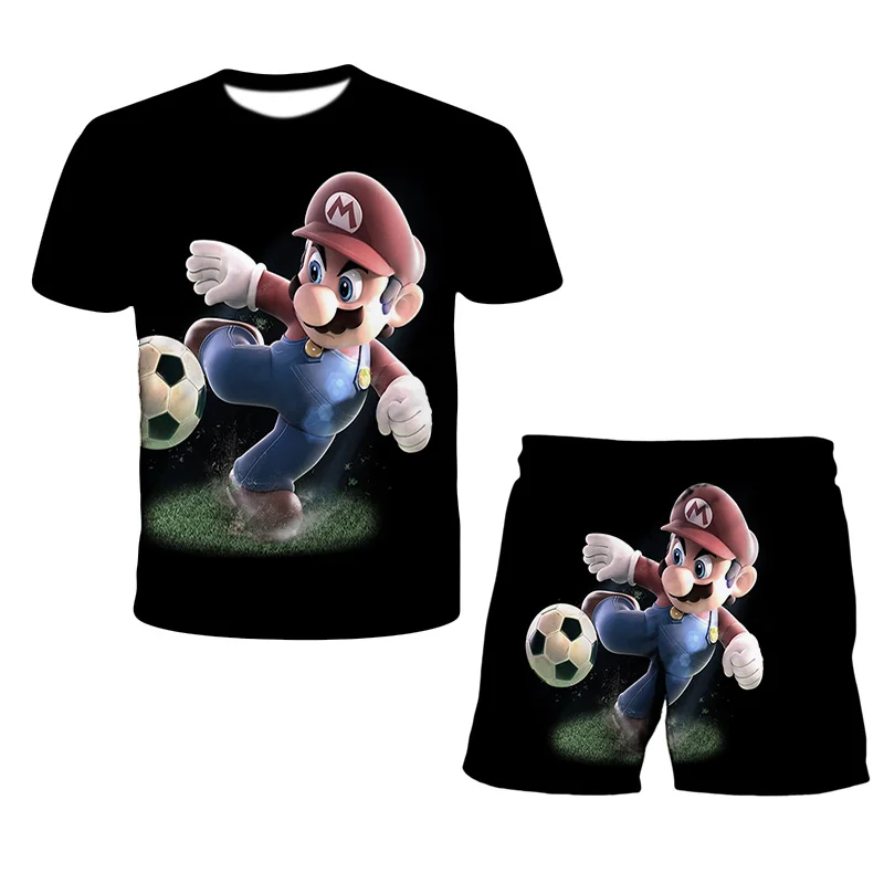 

2021 Summer Top+Shorts 2pcs Sets Kids Clothes Mario 3d Print Suits Toddler Girls Sets Sports Suit Casual Baby Sets Boys Clothes