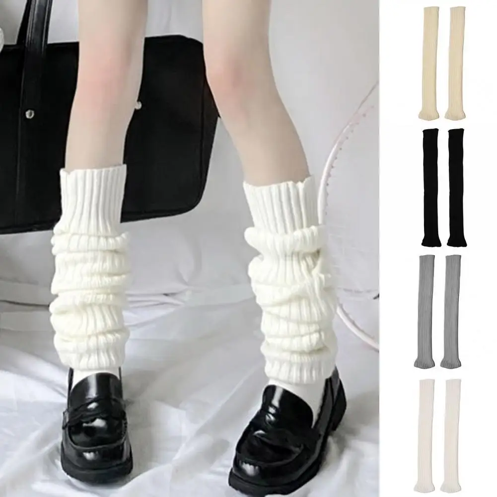 

1 Pair Women Leg Warmers Over Knee Knitted Autumn Winter Long Tube Windproof Boot Cuffs for Outdoor
