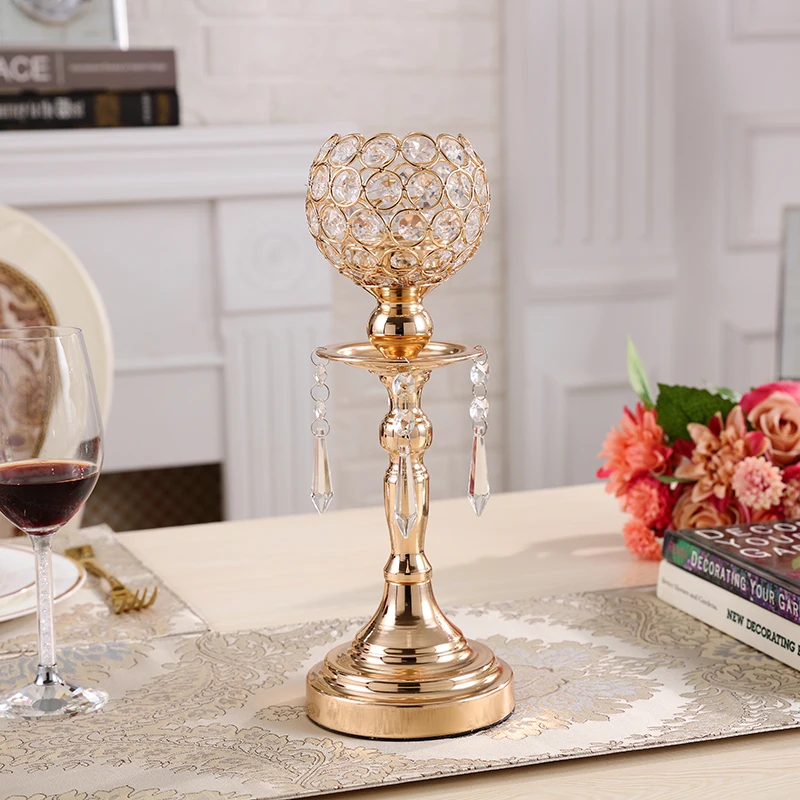 

Crystal Candle Holder European Golden Romantic Wedding Table Dinner Metal Candelabros Decoracion Hogar Home Decoration MM60ZT