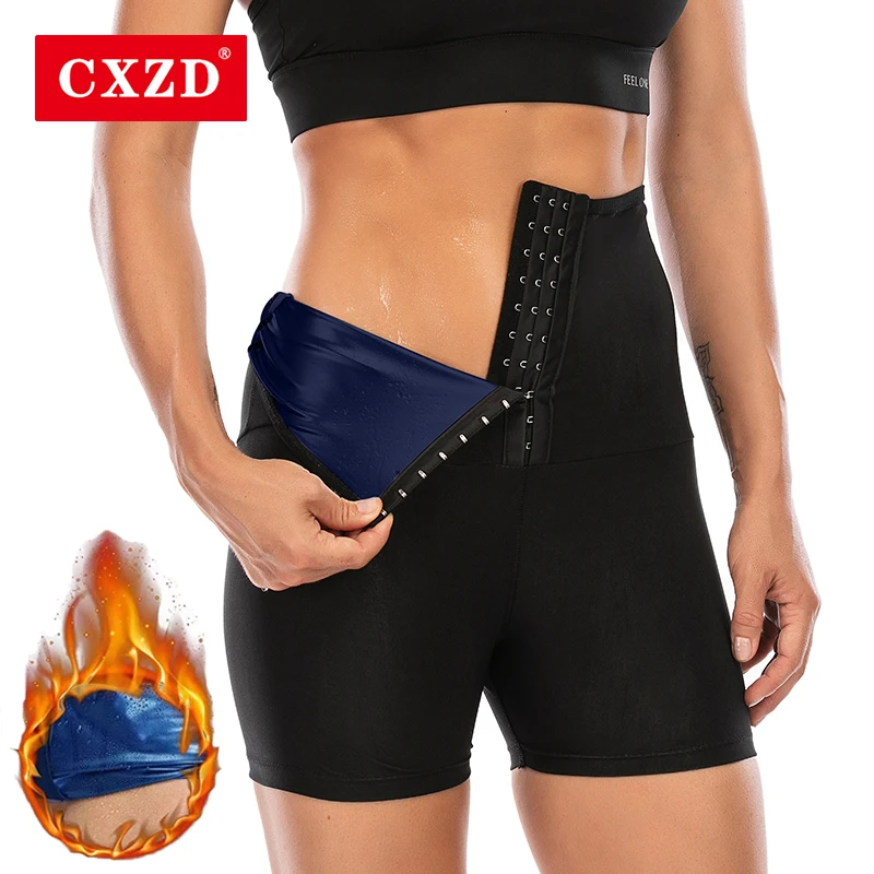 CXZD 2021 Body Shaper Pants Sauna Shapers Hot Sweat Effect Slimming Fitness Short Shapewear Workout Gym Leggings Fitness Pants