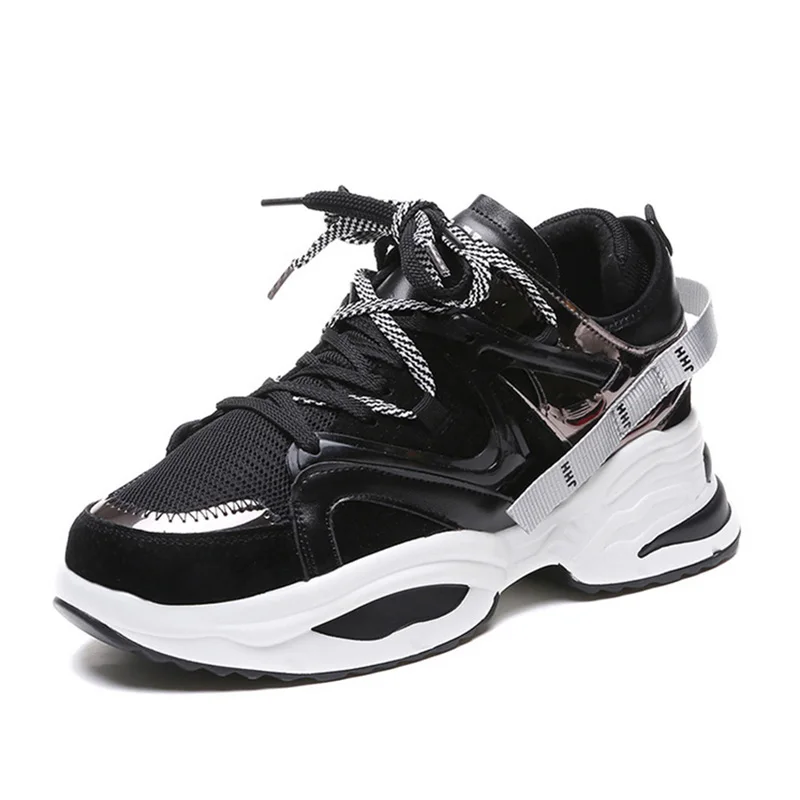 Женские кроссовки на толстой подошве удобные вулканизированной без шнуровки |