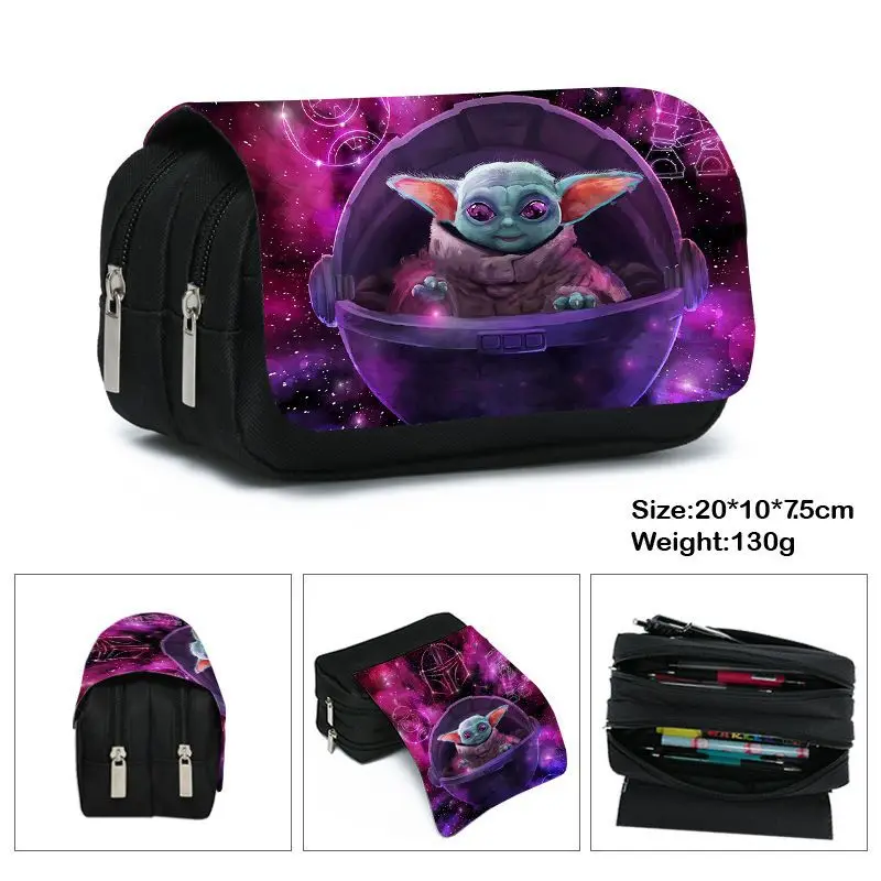 

Mandalorian Baby Yoda Action Figures Toys Student Anime Stationery Box Child High-capacityPen Case Bag Kids Gift