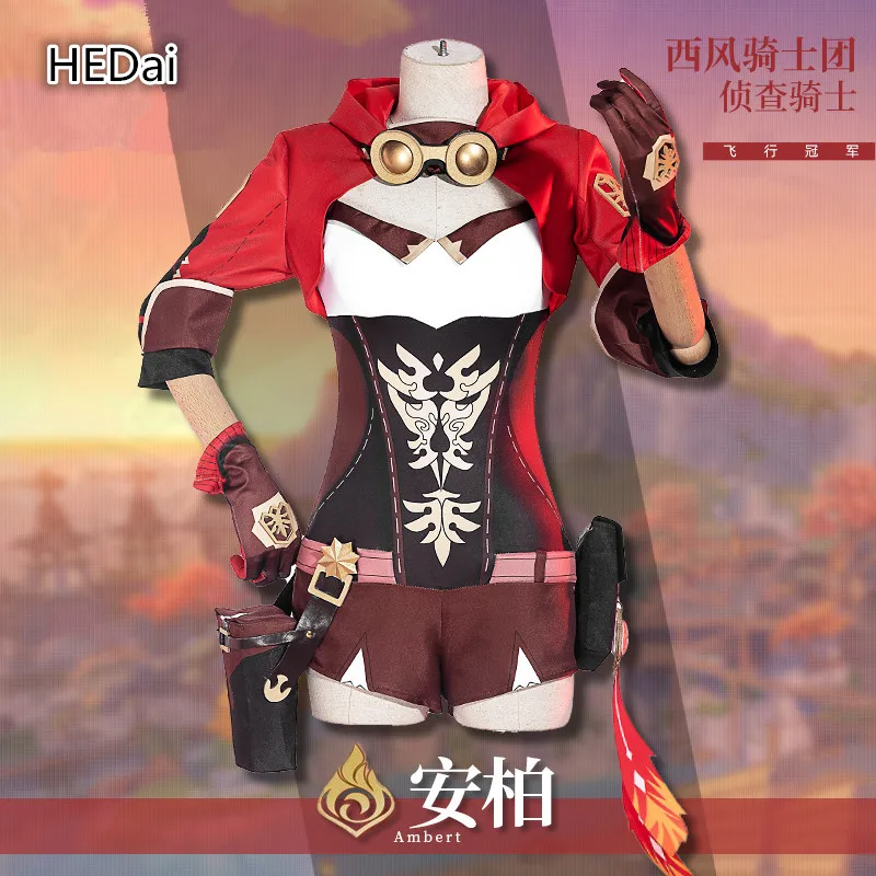 

Genshin воздействия Эмбер косплей костюм наряд с изображением кролика комплекты комбинезоны перчатки + Носки Игра Cos Одежда