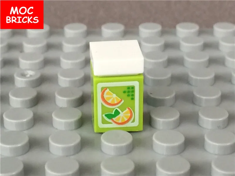 50 шт./лот MOC кирпичи 1x1 с апельсинами/шоколадом молоком/рисом образовательные
