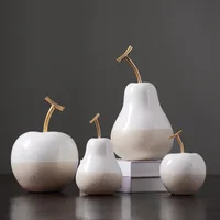 Nordic Luxury Ceramic Apple Pear Decoration Modern Minimalist Living Room Wine Cabinet Home Craftwork Simulation Fruit Figurine