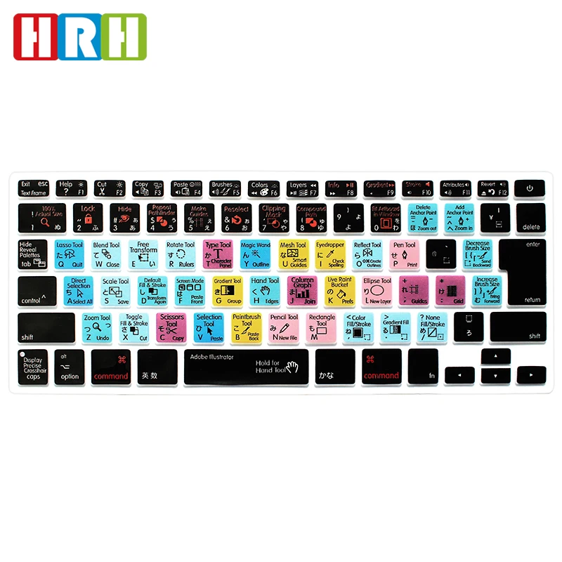 Японский силиконовый чехол для клавиатуры HRH Illustrator AI Hotkeys защитная пленка Macbook Air
