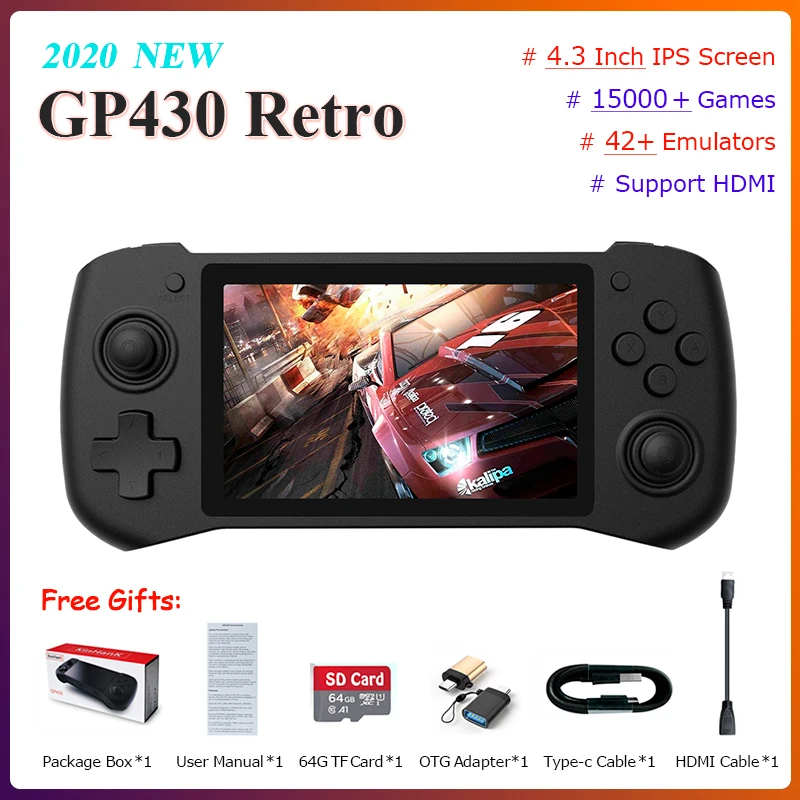 Видеоигровая консоль GP430 экран 4 3 дюйма для PSP/PS1/PS4/NDS портативные Ретро Игровые