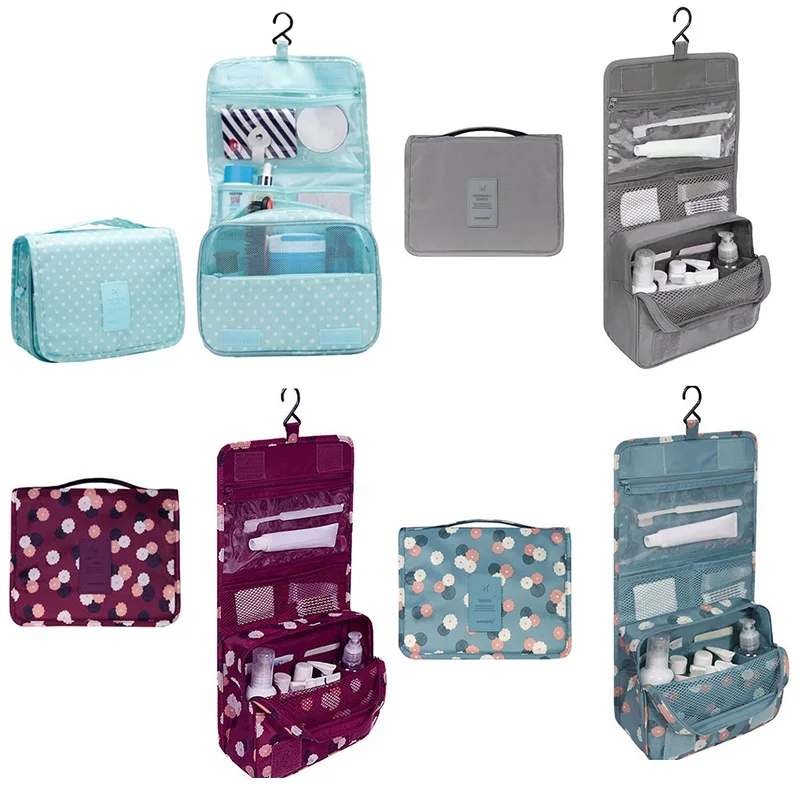 

Portable Cosmetic Bag Travel Wash Makeup Suitcase Clothes Underwear Toiletry Storage Organizer with Hook Up Large Make Up Pouch