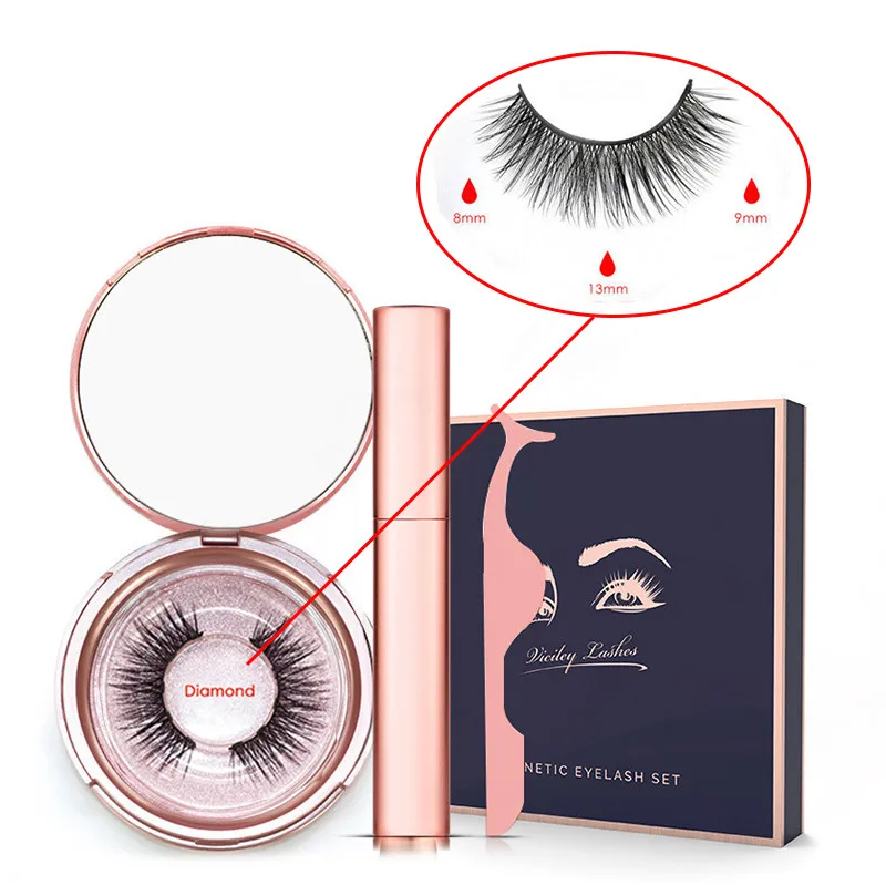 Diamond-Lan Liquid Magnetic Eyeliner Set And Magnetic False Eyelashes Tweezer Magnetic Eyeliner Waterproof Long Lasting Eyeliner Eyelashes - Цвет: Diamond-Lan
