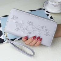 long womens wallet female purses flower printing coin purse card holder wallets female clutch money bag pu leather wallet