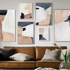 Современная Абстрактная настенная живопись с изображением блоков, минимализм, холст, скандинавские постеры и принты, картины для украшения гостиной