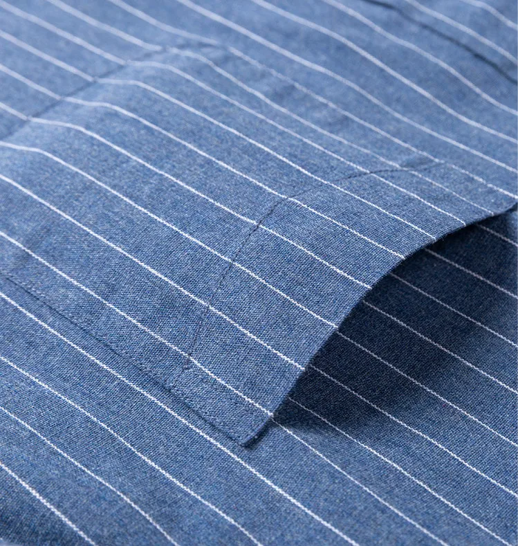 7XL Pure Cotton Long Sleeved Shirts for Men High-grade Color Spinning Business Casual Striped Shirt Plaid Shirt Retro Clothes