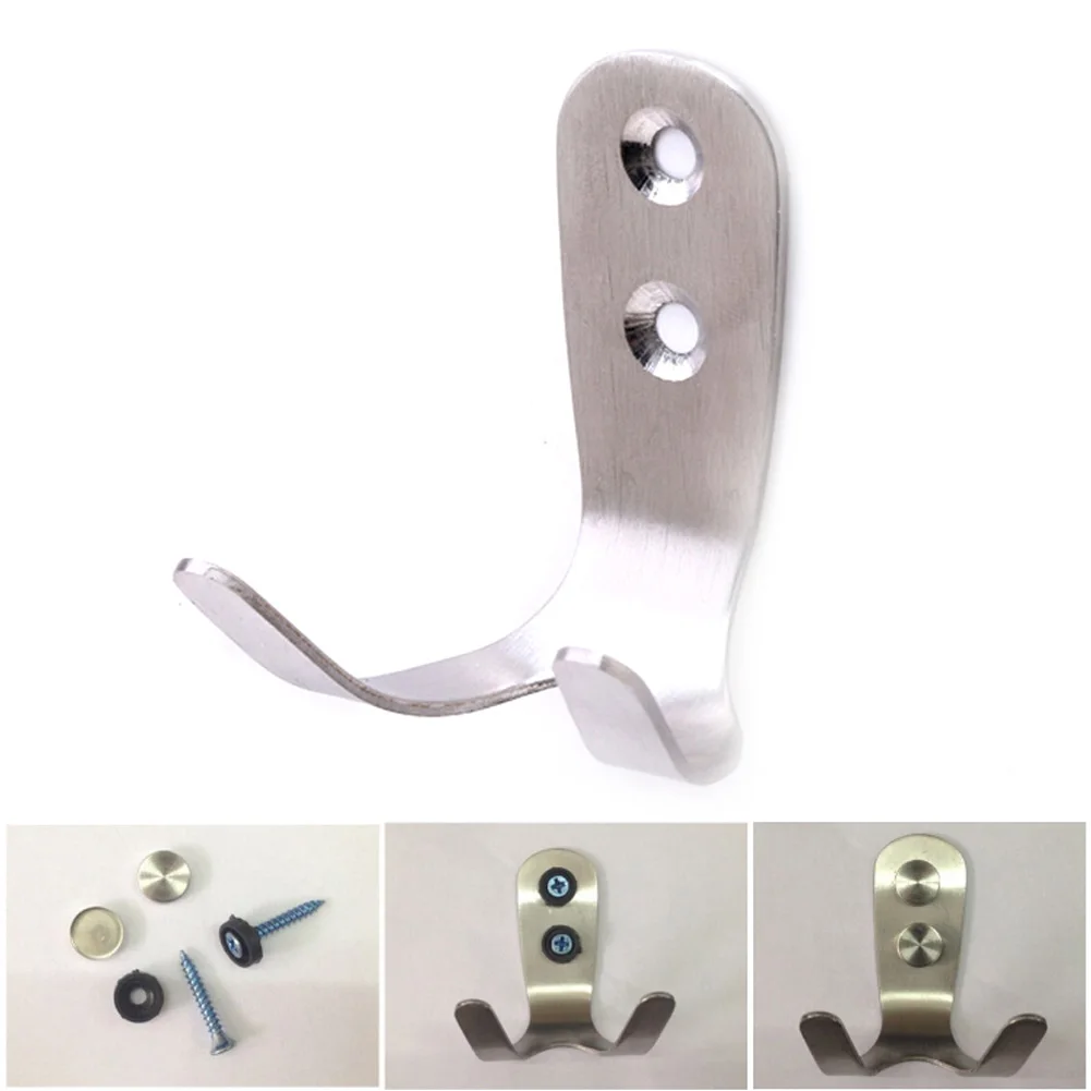 

Double Robe Hooks Wall Stainless Steel Hanger Household Clothes Holder Wardrobe Door Clothes Hook