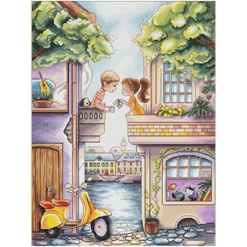 

Love in the morning patterns Counted Cross Stitch 11CT 14CT 18CT DIY Cross Stitch Kits Embroidery Needlework Sets home decor