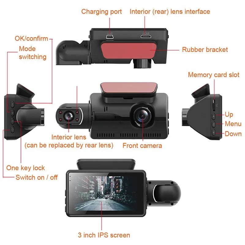 FHD Car DVR Video Recorder Dash Cam Dual Recorder DashCam 1080P Recorder Night Vision Parking Monitoring G-sensor Dash Camera images - 6