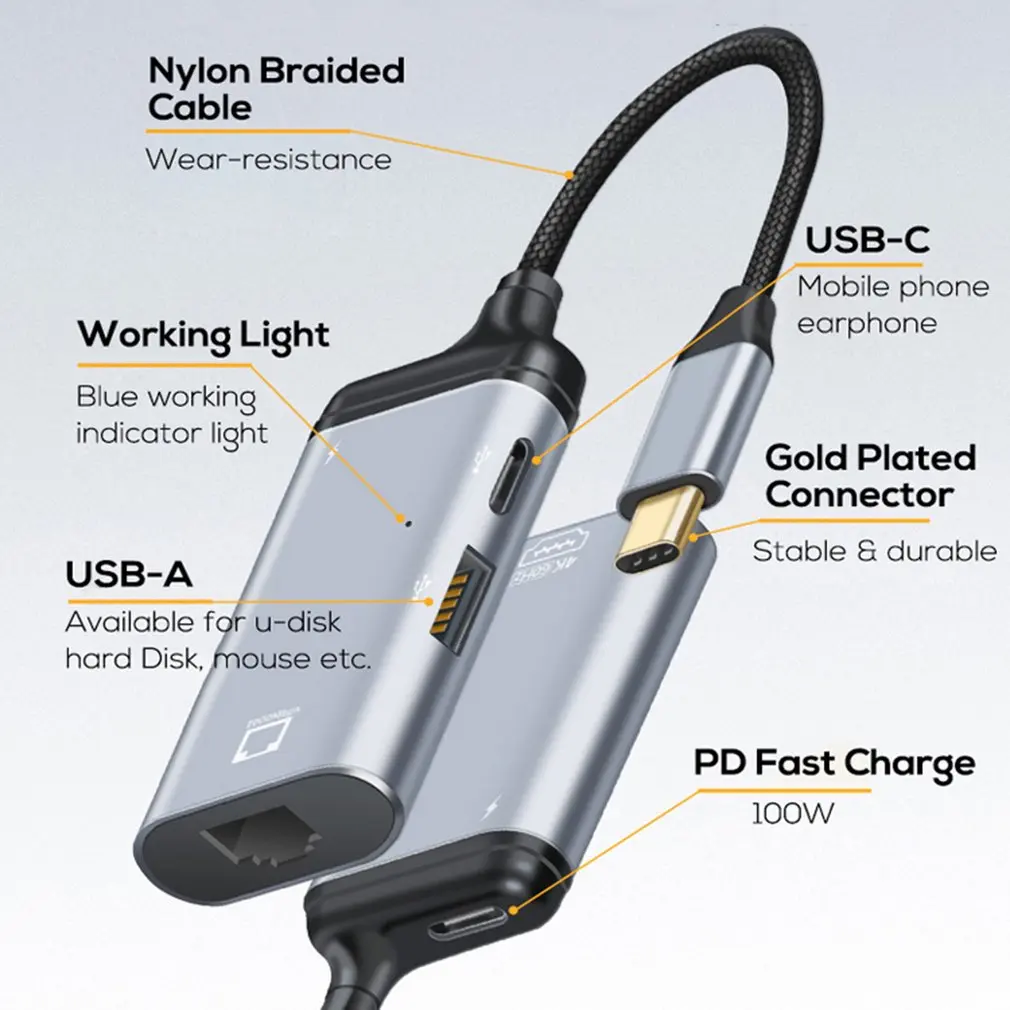 

4K USB C to VGA/DP/RJ45/HDMI-compatible/Mini DP Cable Type C to HDMI Thunderbolt 3 Adapter for MacBook Pro Samsung S20 4K UHD