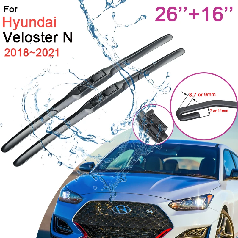 

Car Front Windshield Silent Wiper Blades for Hyundai Veloster N 2018 2019 2020 2021 Frameless Rubber Snow Scraping Accessories
