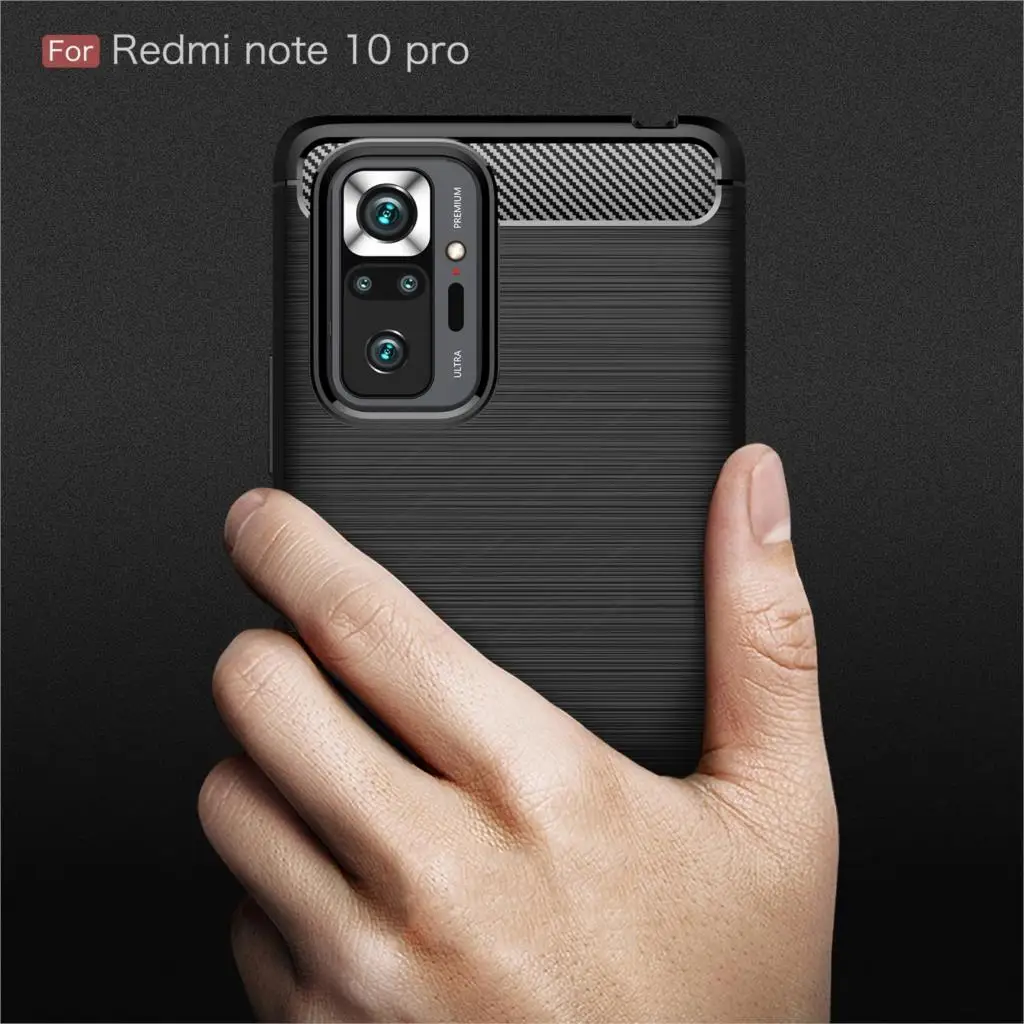 

For Redmi Note 10 Pro Case For Redmi Note 10 Pro Max Cover Carbon Fiber Luxury Soft Silicone Texture Phone Case For Redmi Note10