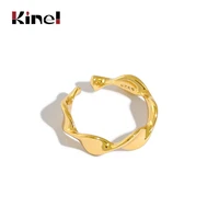 kinel real 925 sterling silver irregular ring minimalist 18k plating real gold adjustable open rings women 925 silver jewelry