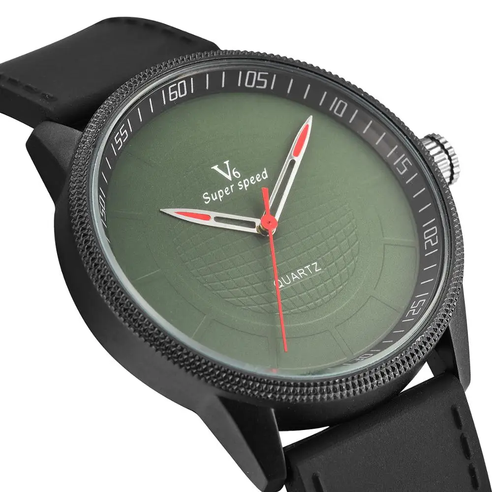 Часы наручные V6 мужские зеленые модные повседневные спортивные в стиле милитари