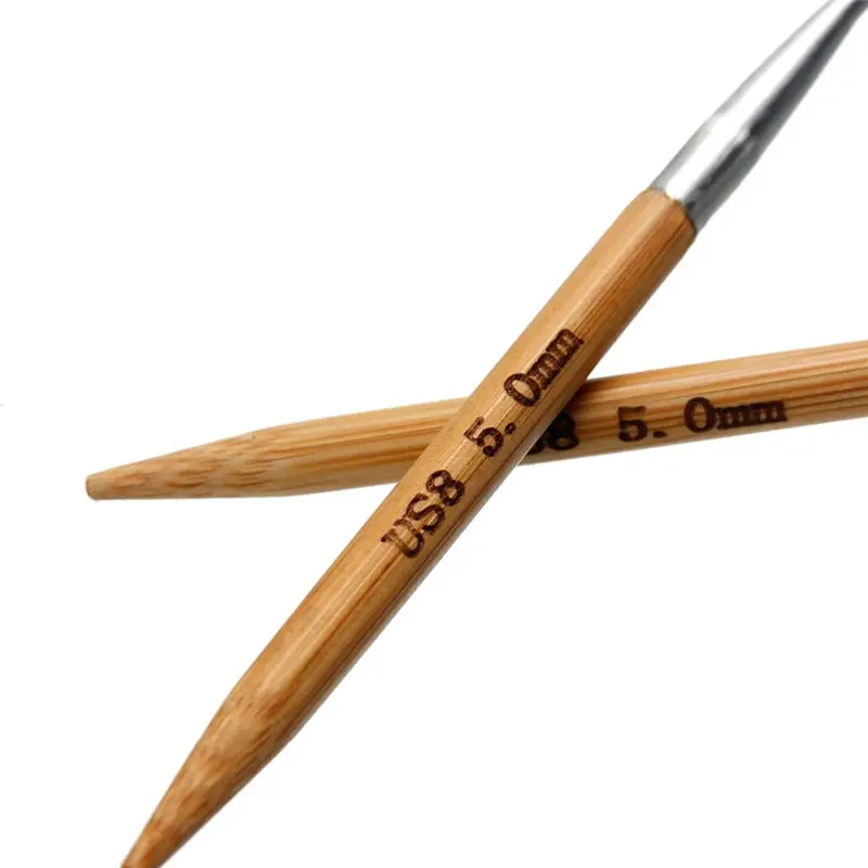 

3.75mm 5mm Natural Bamboo Fixed Circular Knitting Needles Silver Color Tube Crochet Hooks For Knitting Sweater Sewing Tools 41cm