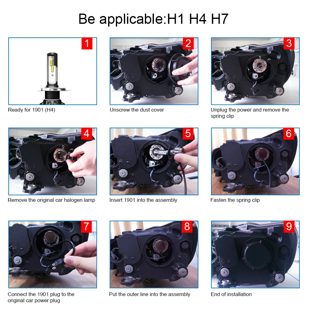 H7 светодиодный H1 HB2 H8 H9 881 9005 9006 HB4 HB3 H10 H13 bi 12V H4 светодиодный фар автомобиля лампы 6000K супер светодиодный светильник сильный рассеивания тепла