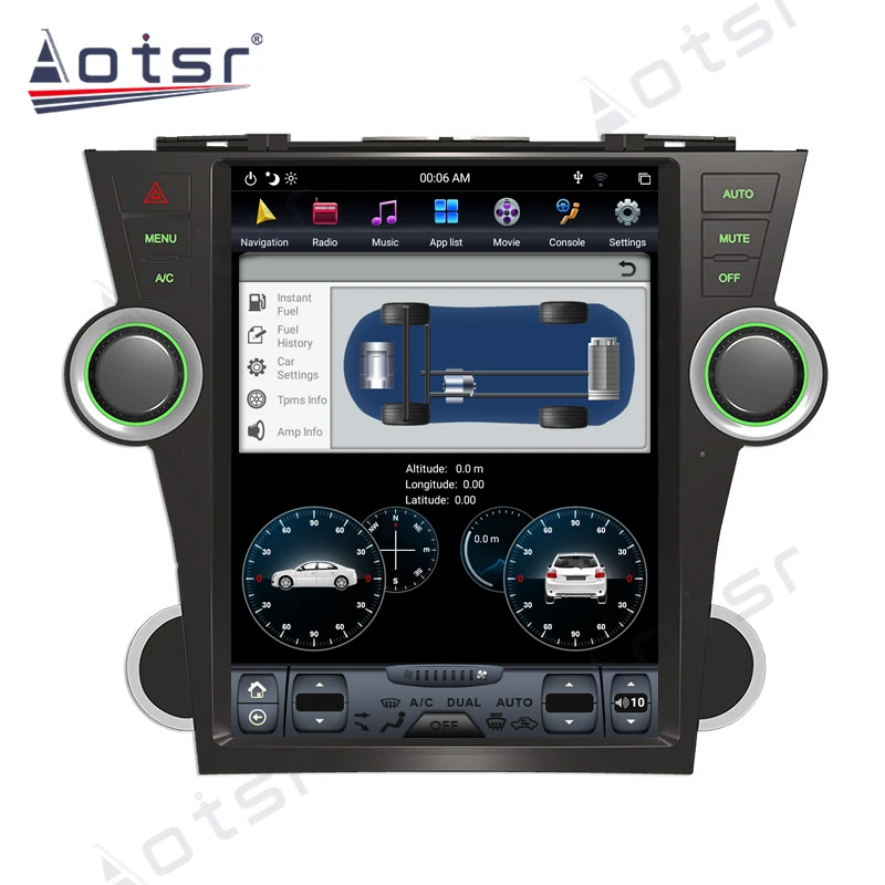 Aorts Tesla Style PX6 Android 9 0 4 + 64 ГБ Автомобильный Радио плеер GPS навигация HD Авто Стерео