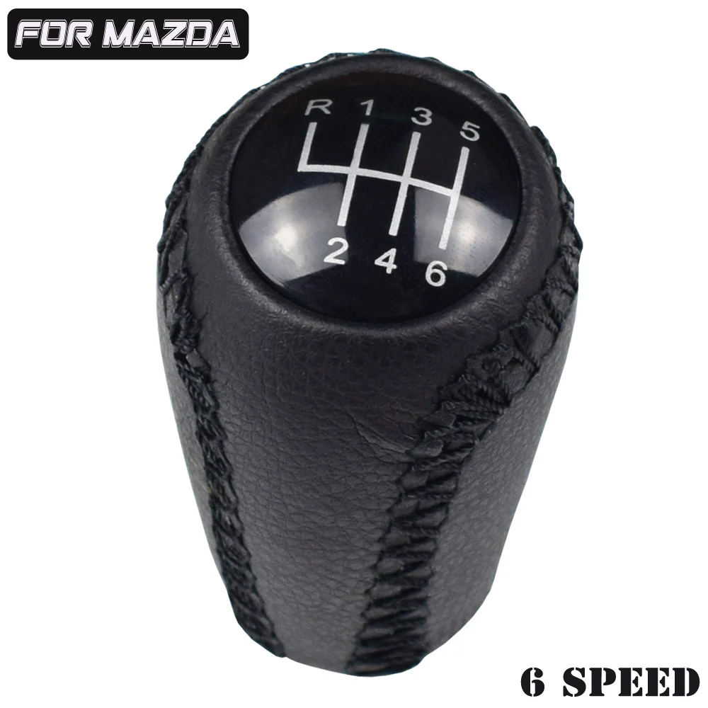6 Speed Кожаная ручка переключения передач Mnaual для MAZDA CX-7 ER/MX-5 NC III/MAZDA 6 II GH/MAZDA 5 CR CW/MAZDA 3 BK BL 3 5 6 Series - Название цвета: 6 Speed