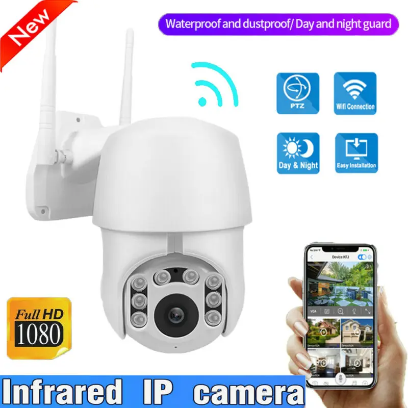 

Камера видеонаблюдения HD IP, 1080P, водонепроницаемая, для улицы, Wi-Fi, PTZ, беспроводная, ИК, ночное видение
