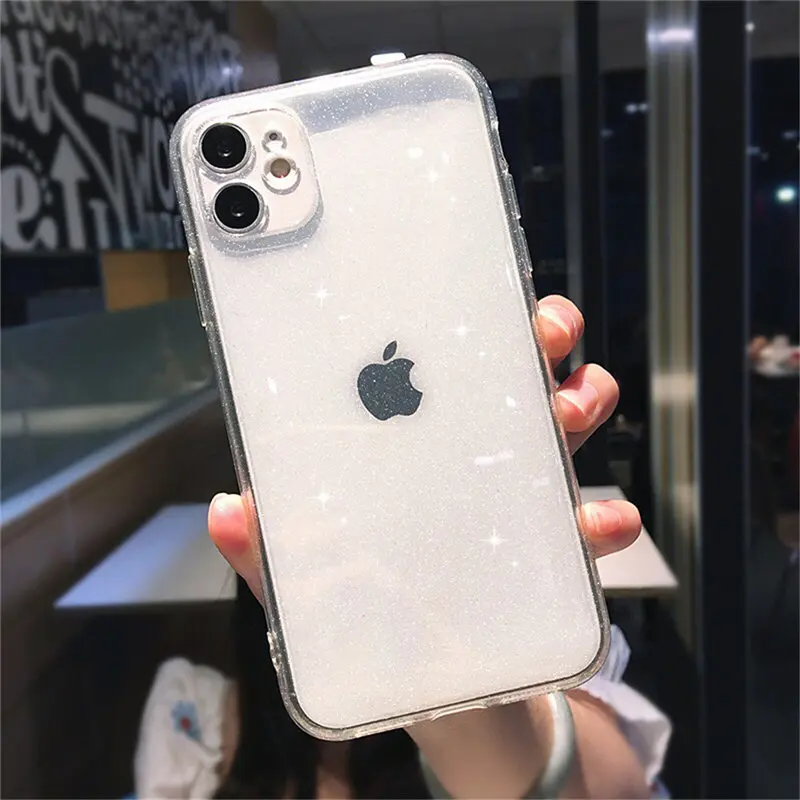 

Candy Color Glitter Transparent Phone Case For iPhone 11 12 Pro 12 Mini X XR XS Max SE 2020 7 8 Plus 6 6s Soft Silicone Cover