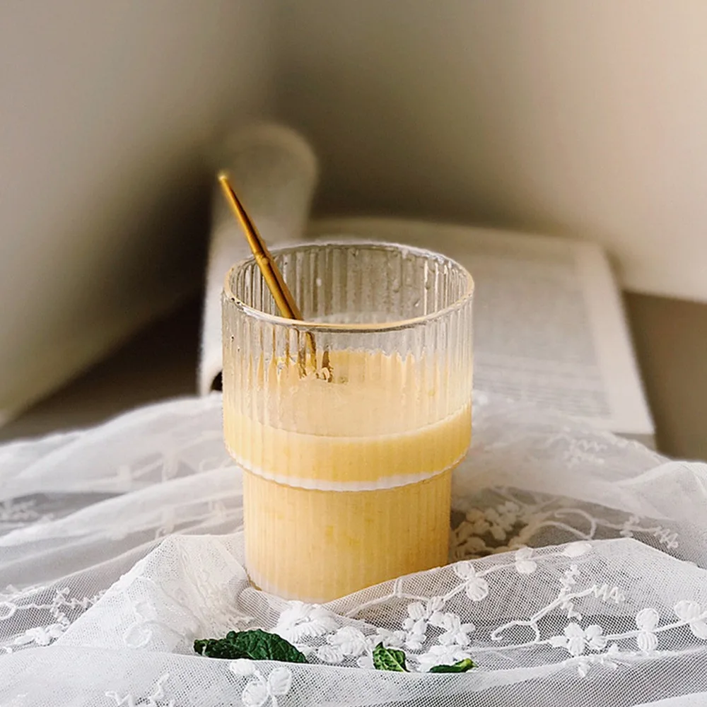 Нордическая бутылка для воды стеклянные чашки Золотая вертикальная полоса