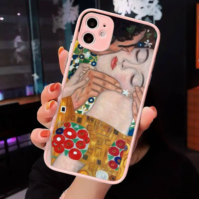 

Gustav Gustav Klimt kiss art Phone Case matte transparent For iphone 7 8 11 12 plus mini x xs xr pro max cover