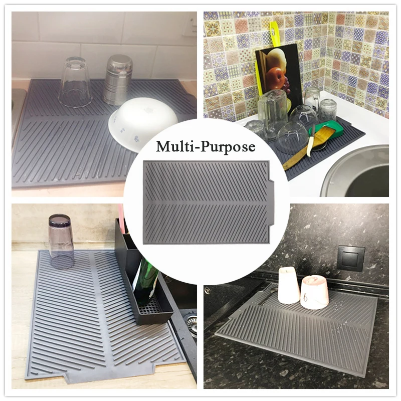 

Silicone Square Dish Drying Mat Heat Resistant Draining Tableware Dishwaser Durable Cushion Pad Dinnerware Table Mat Placemat