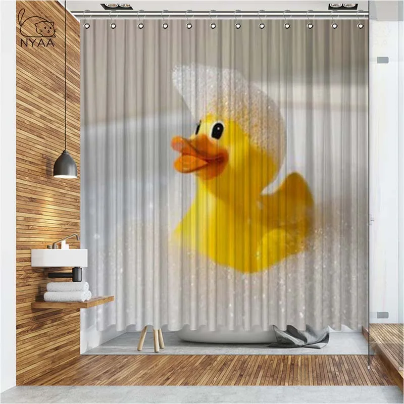 

Vixm 3D Yellow Cute Rubber Duck Shower Curtains Waterproof Polyester Fabric Bathroom Curtains For Home Decor