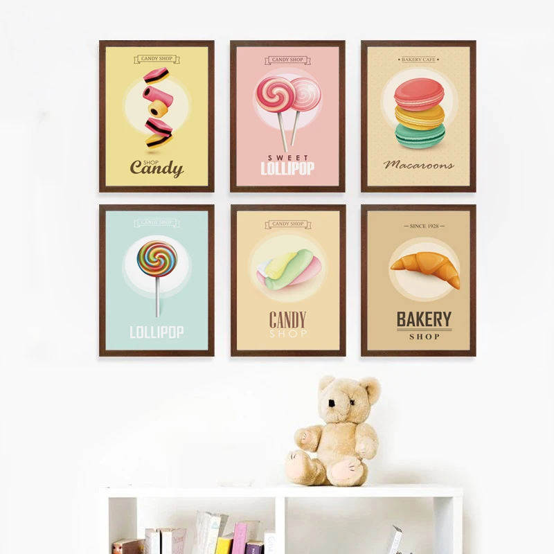 

Elegant Poetry Modern Simple Child Favorite Cartoon Candy Dessert Canvas Art Painting Print Poster Picture Wall Baby Room Decor