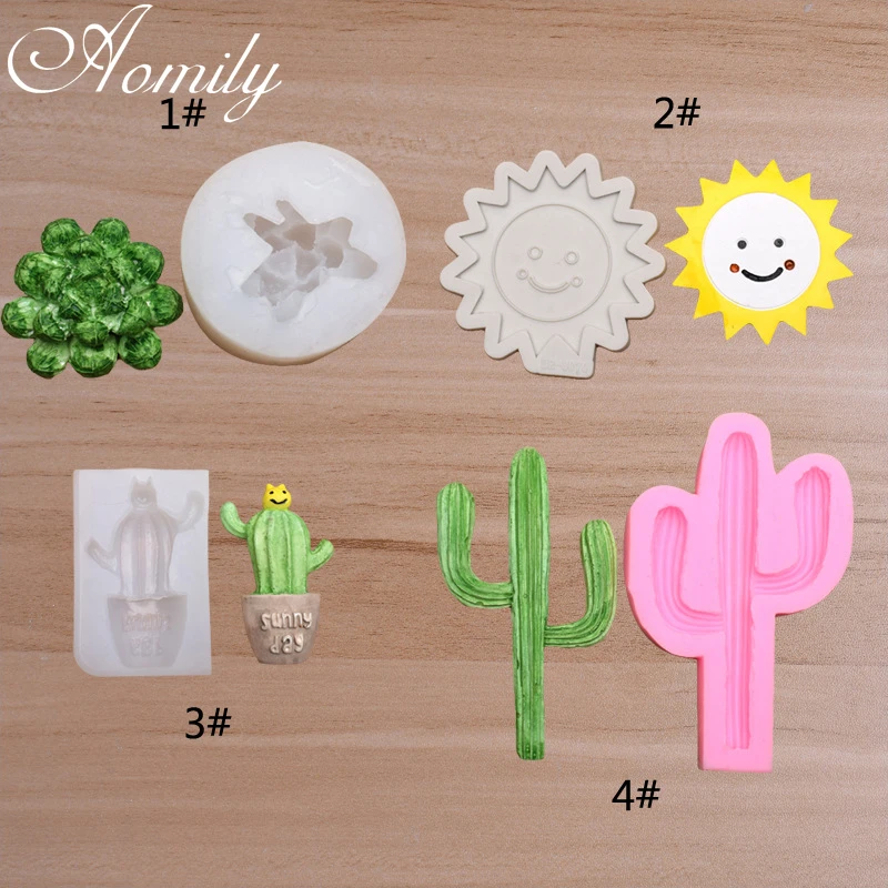 Amoliy-Moldes Para decorar pasteles, Moldes Para repostería, suculentas, Cactus solar, Fondant, Moldes...