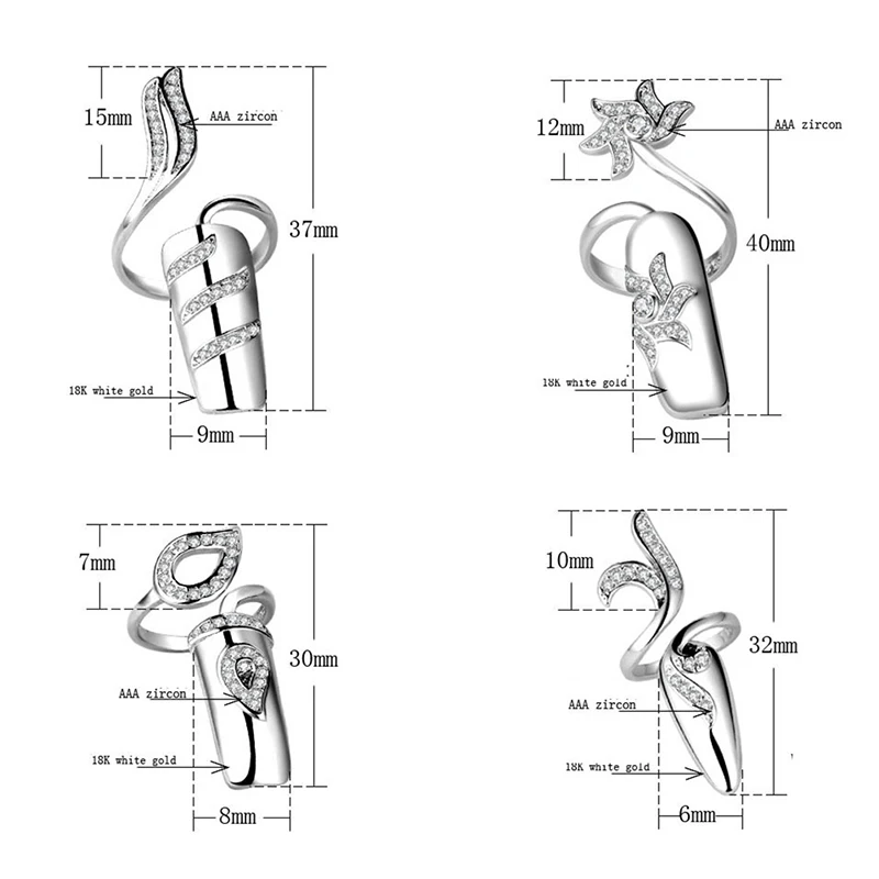 Креативные наборы колец для ногтей посеребренные цветные кольца вечерние