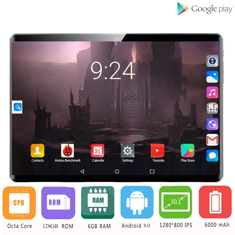 Новый Процессор MTK 6797 10 &quotПланшеты Android 8 0 Deca Core размер экрана 128 ГБ Встроенная