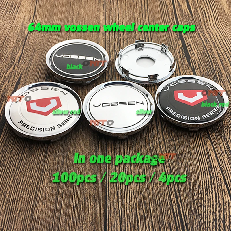 

4PCS 20pcs 100pcs 64mm Vossen Emblem Rim Caps Covers Car Wheel Center Caps Car Accessorie for bmw vw Mazda Skoda ect car Styling