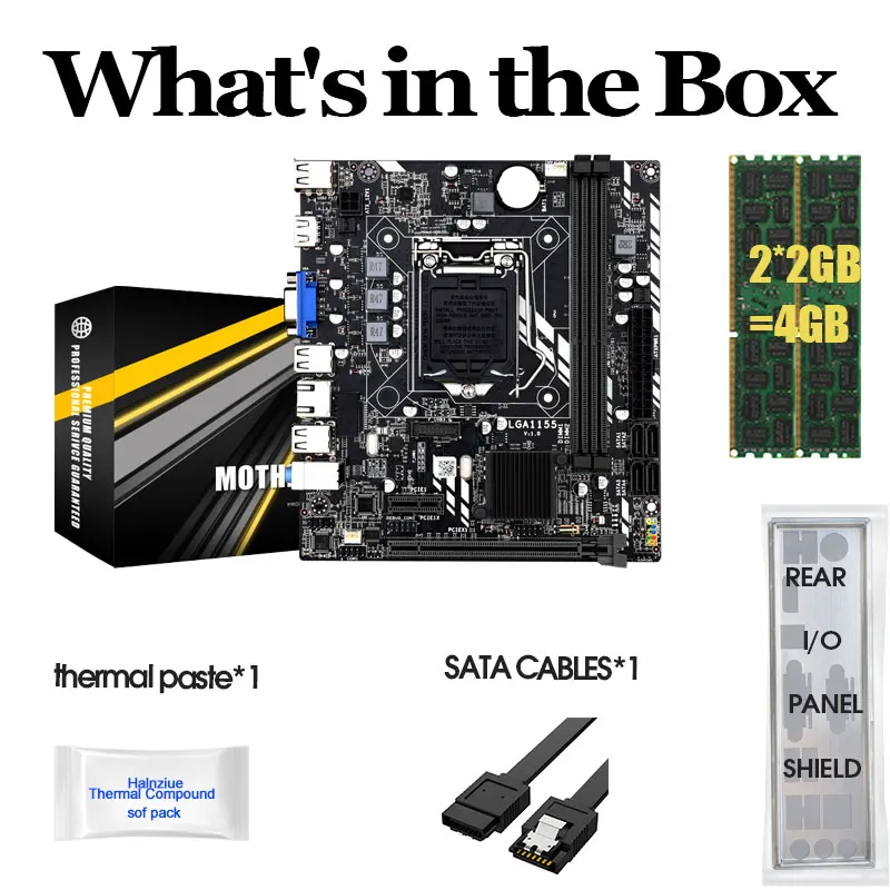 

LGA 1155 Motherboard Set for Intel Core i7 / i5 / i3 / pentium / celeron LGA1155 M-ATX Intel with 2*2GB=4GB DDR3 1333Mhz PC RAM