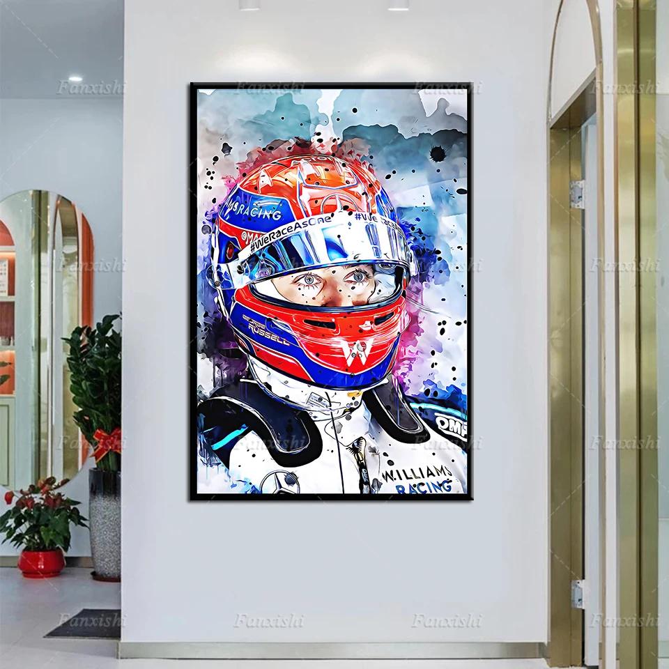 

George Russell Poster | Williams F1 Graffiti Painting Poster and Print Abstract Wall Art Canvas Pictures Home Living Room Decor