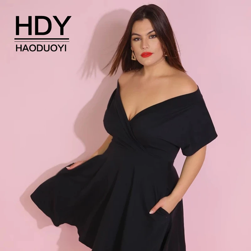 HDY Haoduoyi 2020 новинка модное женское размера плюс свободное простое дикое черное