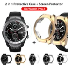Защитный чехол 2 в 1 + Защитная пленка для экрана для смарт-часов Ticwatch Pro 3, силиконовый чехол, закаленное стекло, пленка для Tic Watch Pro 3