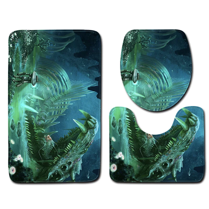 Набор ковриков для ванной Zeegle Ocean World подставка крышка унитаза полиэстеровый