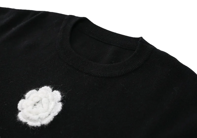 

Autumn Winter Women Casual Pullover Office Lady O-Neck Sweet Embroidery 3D Flower Elegant Loose Korean Style Warm Color Sweater