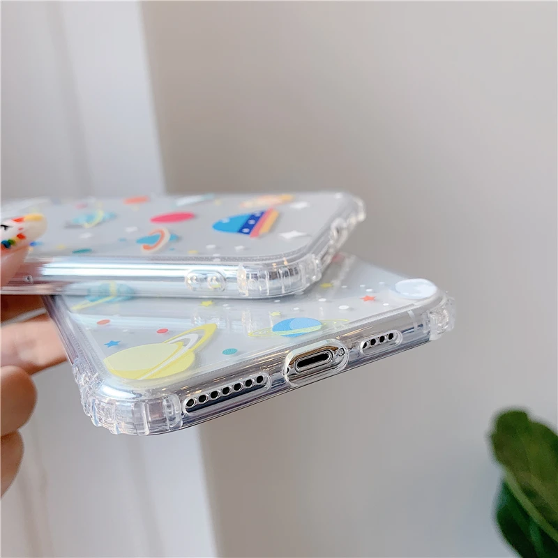 Мультяшный противоударный чехол для телефона с изображением звездного неба